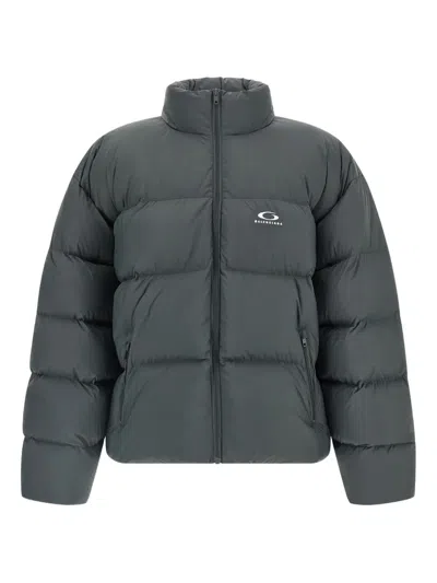 Balenciaga Down Jacket High Collar Quilted Side Pockets In Gray