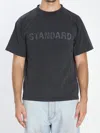 Balenciaga Black Crewneck T-shirt With Logo Print On The Front In Cotton Man In Blue