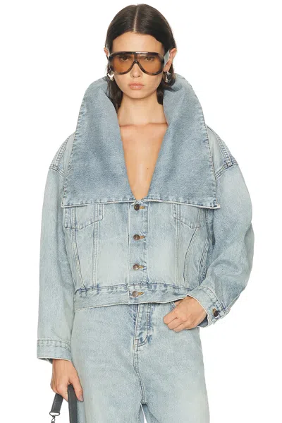 Balenciaga Standing Collar Boxy Jacket In Animal Print