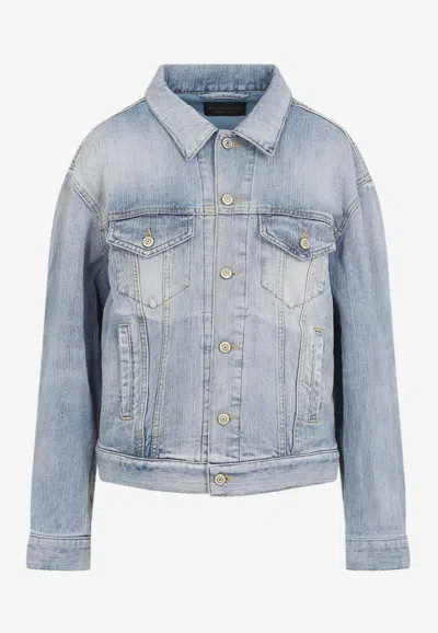 BALENCIAGA STANDING COLLAR DENIM JACKET