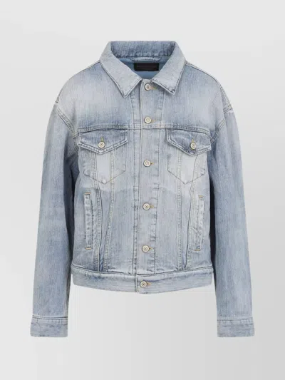 BALENCIAGA STANDING COLLAR DENIM JACKET