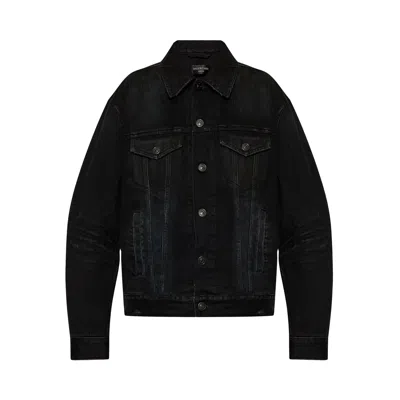 Pre-owned Balenciaga Standing Collar Denim Jacket 'midnight' | Black | Men's Size L