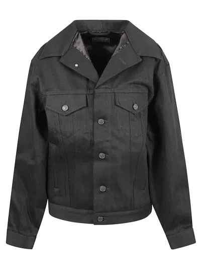 Balenciaga Standing Denim Jacket In Black