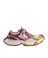 Balenciaga Men's Stapler Trainers In White/pink/neon Yellow/silver In Multicolor