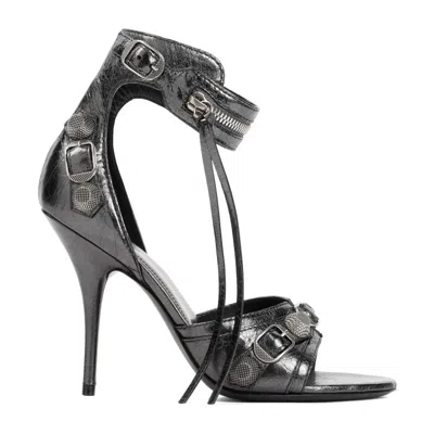 Balenciaga Steel Grey Silver Sheep Leather Cagole H110 Sandals