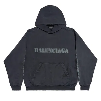 Pre-owned Balenciaga Stencil Molleton Archetype Faded Hoodie 'black' | Men's Size M