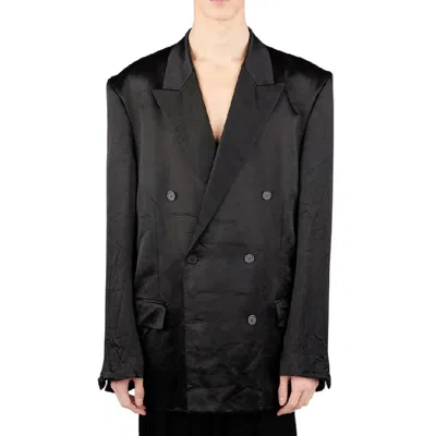 Balenciaga Steriod Double Breasted Creased Jacket In Black