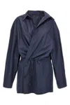 Balenciaga Elasticated Waistband Cotton Shirt Mini Dress In Blue
