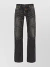 Balenciaga Wide-leg Denim Trousers With Contrast Stitching In Gray