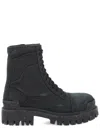 Balenciaga Black Combat Strike Cotton-canvas Boots Men In Black