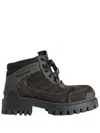 Balenciaga Slate Suede And Canvas Combat Ankle Boots In Brown