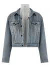 Balenciaga Stonewashed Denim Double Layer Jacket In Blue