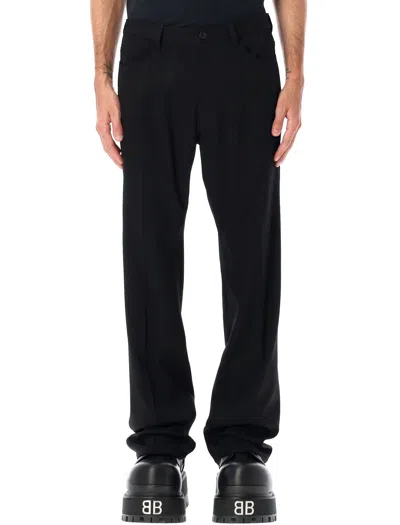 Balenciaga Straight Fit Stretch Twill Tailored Pants In Black