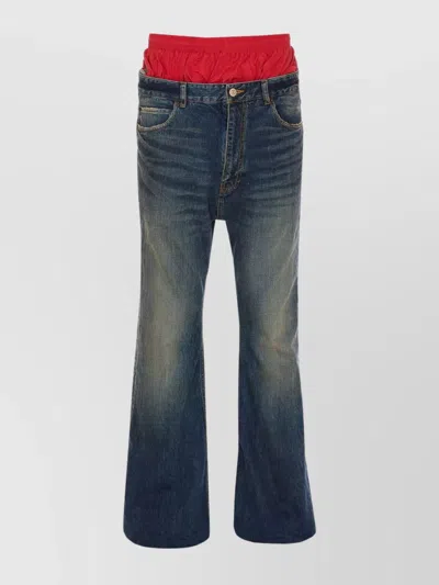 Balenciaga Straight Layered Jeans Boxer Detail In Blue
