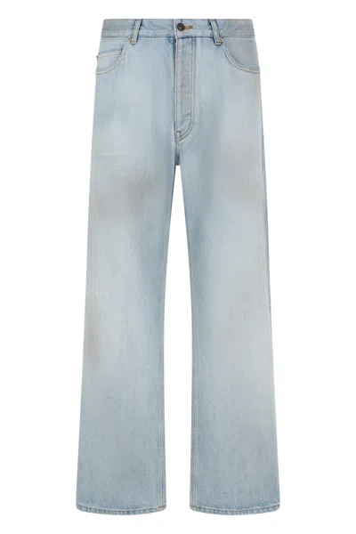 Balenciaga Straight Leg Denim Pants In Blue