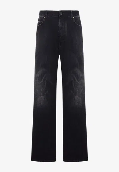 Balenciaga Straight-leg Faded Jeans In Black