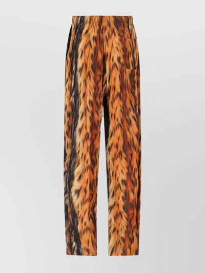 Balenciaga Straight Leg Trousers Elastic Waistband In Multi