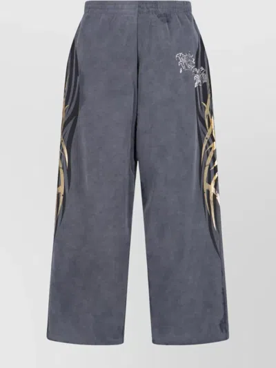 Balenciaga Straight Leg Trousers Graphic Print In Blue