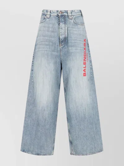 Balenciaga Straight Leg Trousers Wide-leg Design In Blue