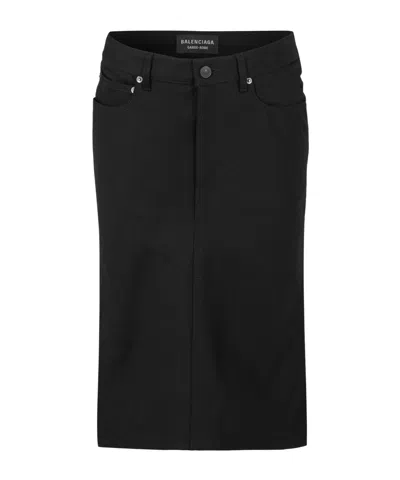 Balenciaga Straight-cut Midi Skirt In Black