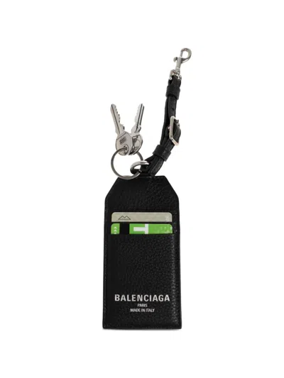 Balenciaga Strap Leather Cardholder In Black