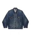 Balenciaga Strap Oversized Denim Jacket In Blue