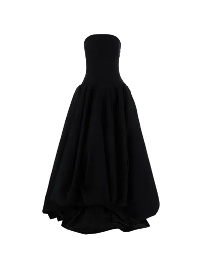 Balenciaga Strapless Pleated Maxi Dress In Black