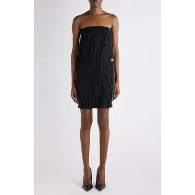 Balenciaga Strapless Tracksuit Minidress In Black
