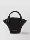 Balenciaga Women's Straw Mini Beach Handbag In Black