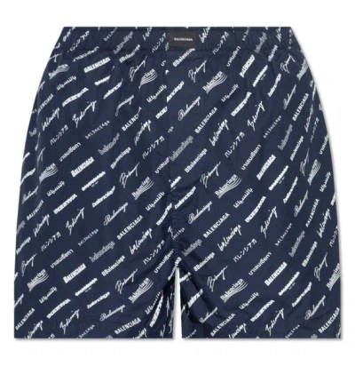 Balenciaga Street-ready Raffia Shorts For Men In Navy