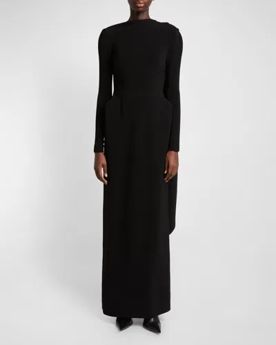 BALENCIAGA STRETCH CREPE CAPE GOWN