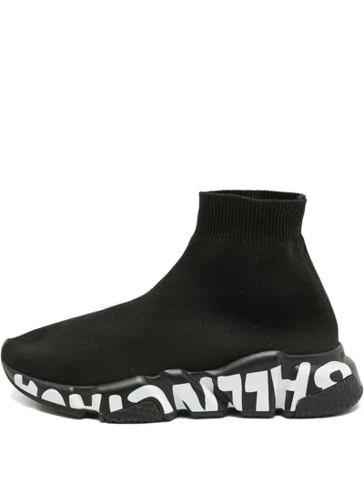 Pre-owned Balenciaga Stretch Fabric High Top Sneakers In Black