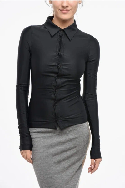 Balenciaga Stretch Fabric Slim Fit Shirt Grösse 42 In Black