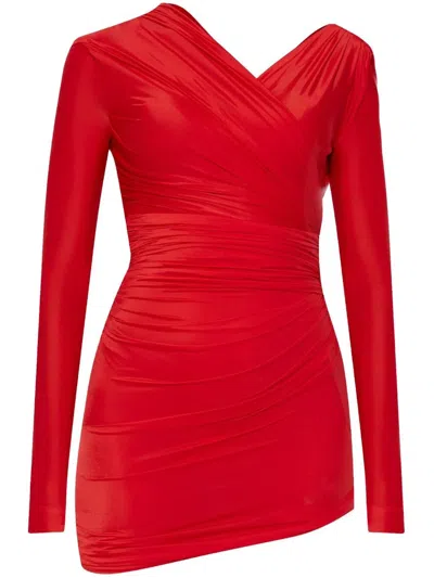 Balenciaga Stretch Jersey Draped Mini Dress In Red