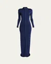 Balenciaga Stretch Maxi Button Down Dress In Blue