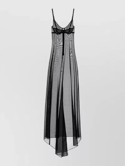 Balenciaga Stretch Tulle Dress Sheer Asymmetric Layered In Black