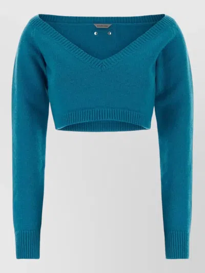 Balenciaga Balancing Stretch Wool-blend Sweater For Women In Blue