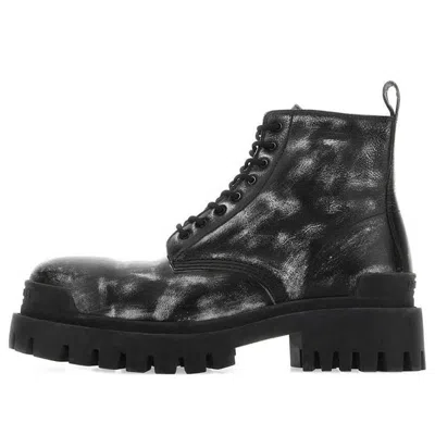 Balenciaga Strike Ankle Boots 'washed Out Black Leather'
