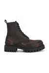 Balenciaga Leather Boot In Black & Brown