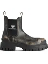 Balenciaga Strike Distressed Leather Chelsea Boots In Black
