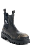 Balenciaga Strike Distressed Leather Chelsea Boots In Black