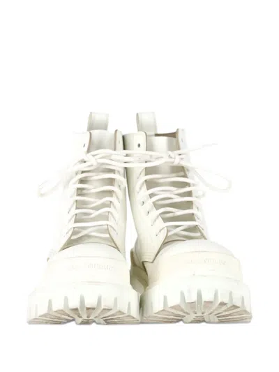 Pre-owned Balenciaga Strike Combat Boots In White