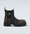 Balenciaga Strike Distressed Leather Chelsea Boots In Black