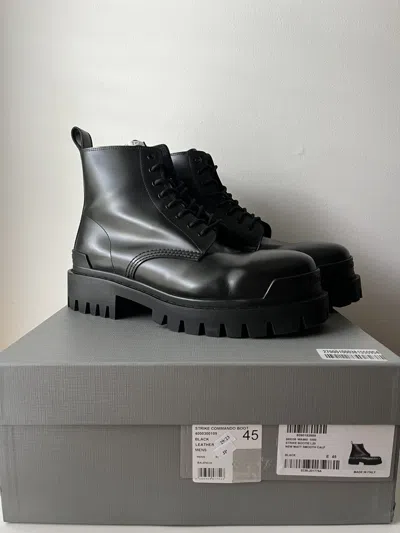 Pre-owned Balenciaga Strike Lace-up Boot In Black