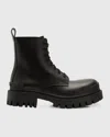 Balenciaga 60mm Strike Leather Combat Boots In 1000 Black