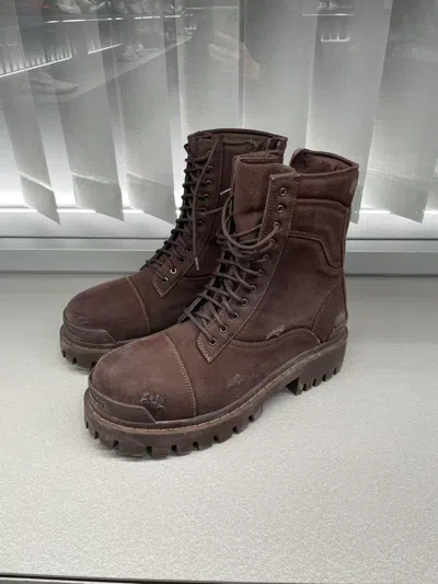 Balenciaga Strike Lace-up Boots In Black