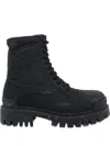 Balenciaga Slate Canvas Combat Strike Ankle Boots In Black