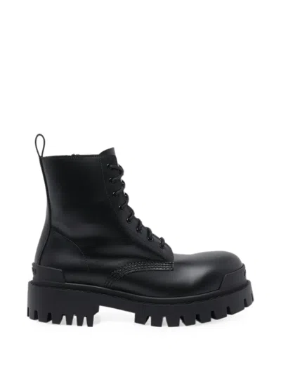 Balenciaga Leather Boots With Maxi Rubber Sole In Animal Print