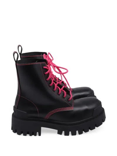 Pre-owned Balenciaga Strike Lace-up Boots In Black