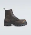 Balenciaga Leather Boot In Black/brown